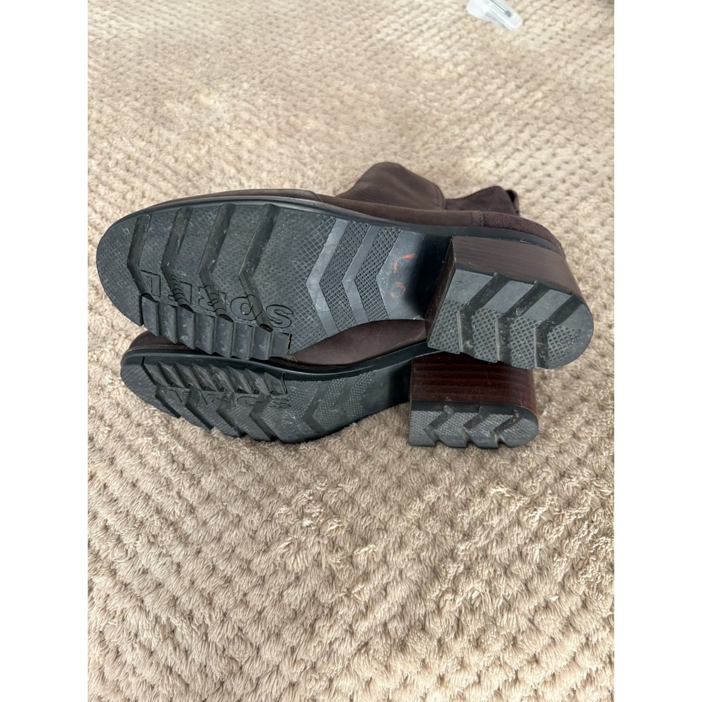 Sorel Boots Womens Size 8.5 Cate Chocolate Brown Leather/Suede Zip Block Heel - Picture 8 of 15